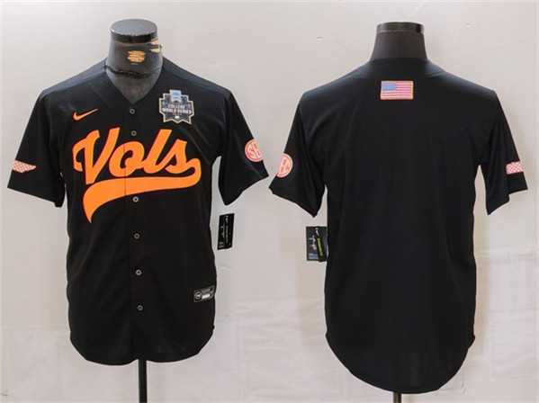 Men%27s Tennessee Volunteers Black With Patch Stitched Jersey